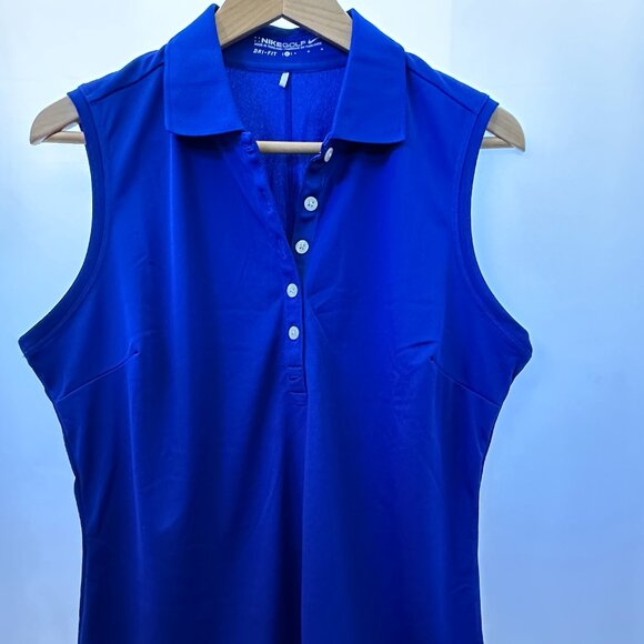 Nike Dri-FIT Blue Sleeveless Golf Polo, Women's Large - Picture 2 of 6